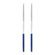 2 piezas 3 x 140 mm aguja diamante lima triangular 100 grano, plata