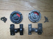 Cast iron rustic vintage WC Vacant, Engaged Toilet Bathroom door lock Latch