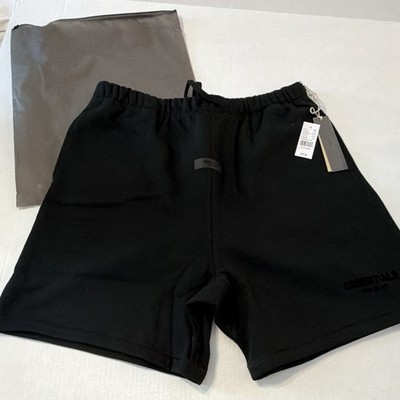 Essentials Men s Black Sweat Shorts XL Solid Logo Elastic Waist Drawstring NWT