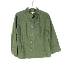 Coldwater Creek Jacket SZ 12 Classic Linen Blend Ruffled Neck Cottagecore Beachy