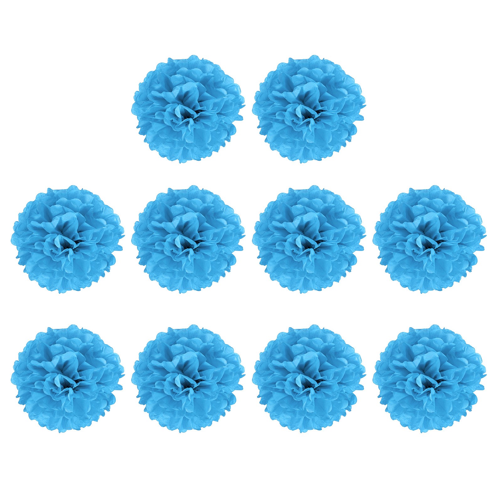 10pcs Tissue Paper Pom Poms 10 Inch Tissue Paper Flowers, Lake Blue