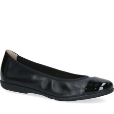 Caprice Women's Black Leather Ballet Flats Casual Fashion 9-22152-42019