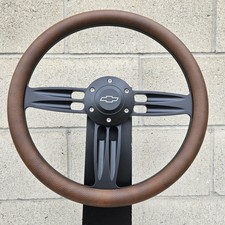 14 Black Double Barrel Worn Brown Half Wrap Chevy Horn Button 6-hole Wheel