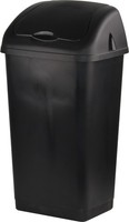 60L Plastic Swing Top Bin Large Kitchen Rubbish Waste Dustbin Black Home Office