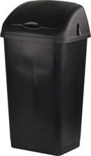 60L Plastic Swing Top Bin Large Kitchen Rubbish Waste Dustbin Black Home Office