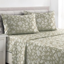 LUX D cor Floral California King Sheet Set 4 PC Soft Microfiber Wrinkle Free