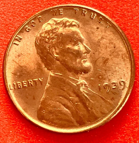 1939-P Lincoln Wheat Cent Penny GEM RED BU From an Original Bank Roll