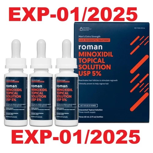 Roman Men's Topical Solution for Hair Regrowth, 5% Minoxidil SEE PIC 4 DATE