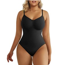 Bodysuit Shapewear Women V Neck Open Crotch Tummy Control Slim Body Shaper