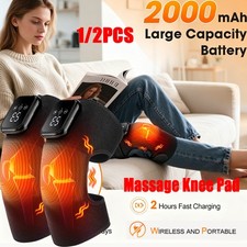 1/2PC 3-In-1 Knee Massager for Pain Relief with Heat, Portable Heated Knee Brace