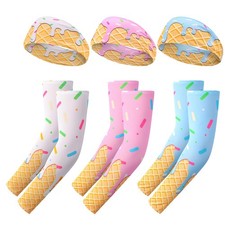 3 Set/6 Pcs Ice Cream Baseball Headbands and Arm One Size, Pink,White,Blue