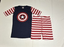 Hanna Andersson Boys Size 10 140cm Marvel Captain American Short John Pajama Set