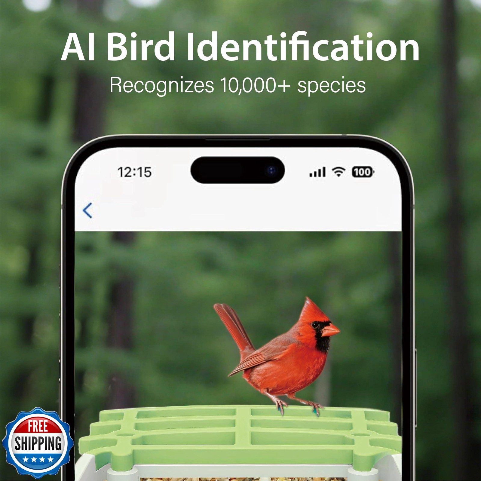 UYIDDIN Bird Feeder with Camera Solar Powered, AI Identify Birds Species 1000