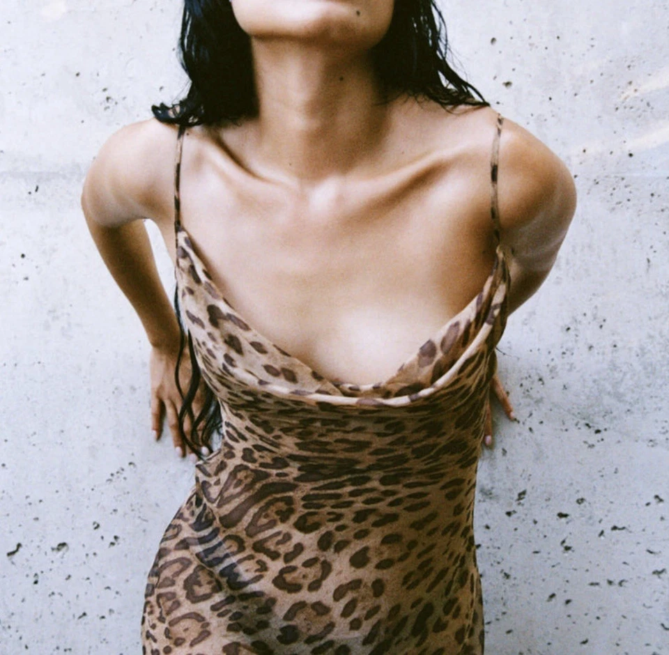 RAT AND BOA Valentina Maxi Dress Size XXL Leopard Print 100% Silk Semi Sheer - image 3 of 4