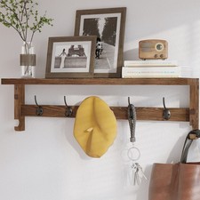 AMBIRD Coat Rack Wall Mount with Shelf, 28.9 Inches Coat Hooks Wall Mounted w...