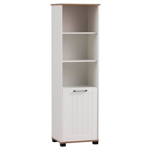 Hochschrank - weiß matt-Eiche - 175 cm hoch Aktenschrank Büroschrank - Bild 1 von 5