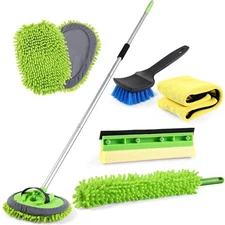 62" Car Wash Brush&Long Handle Car Cleaning Kit with Soft Car Wash Mop Sponge 