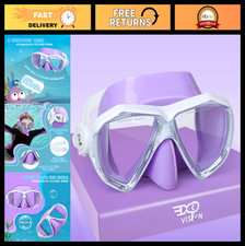 180 Anti-Fog Kids Diving Mask - Tempered Glass Swim Goggles with Nose Cover, Le