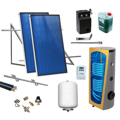 SUNEX  Solar-Thermie Komplett-Anlage Paket Set mit Brauch-Warmwasser-Speicher