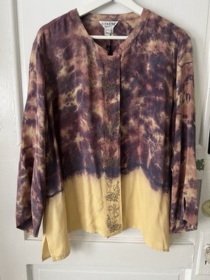 NWT Womens Citron Santa Monica Multi-Color Silk Blouse Plus Size 2X
