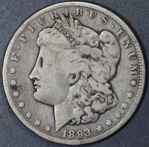 1893-CC $1 MORGAN SILVER DOLLAR KM# 110 Grade:  VG A6153