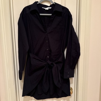 Veronica Beard Size 10 Belted Long Sleeve Dress Black Button Up Classic Capsule
