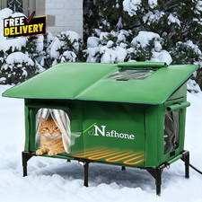 Heated Outdoor Cat House XL Insulated Weatherproof Shelter w Heating Pad