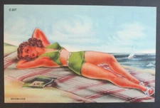 Streamline Bathing Beauties "Interlude" Unposted Curteich Linen Postcard