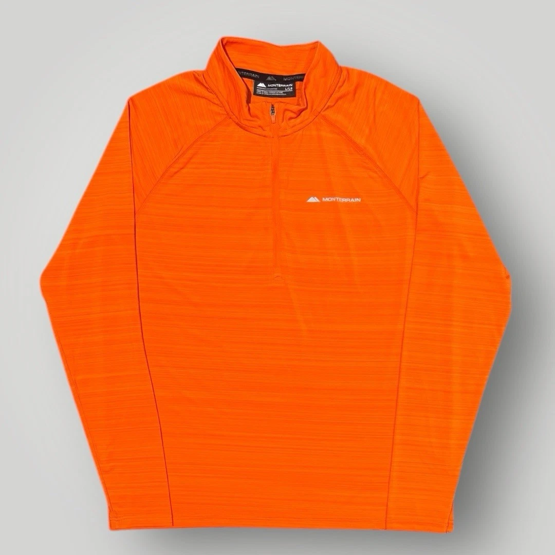 Mens Orange Monterrain Trail 1/4 Zip Top - Running Gym Active Size Large (L) P65