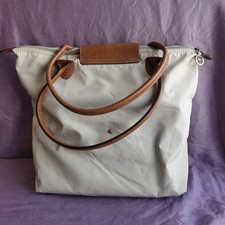 Vintage Longchamp Beige Nylon Tote Bag Leathe...