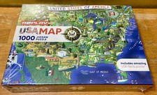 A2Play USA Map Puzzle 1000 Pieces With Bonus America Fact Poster Homeschool NEW