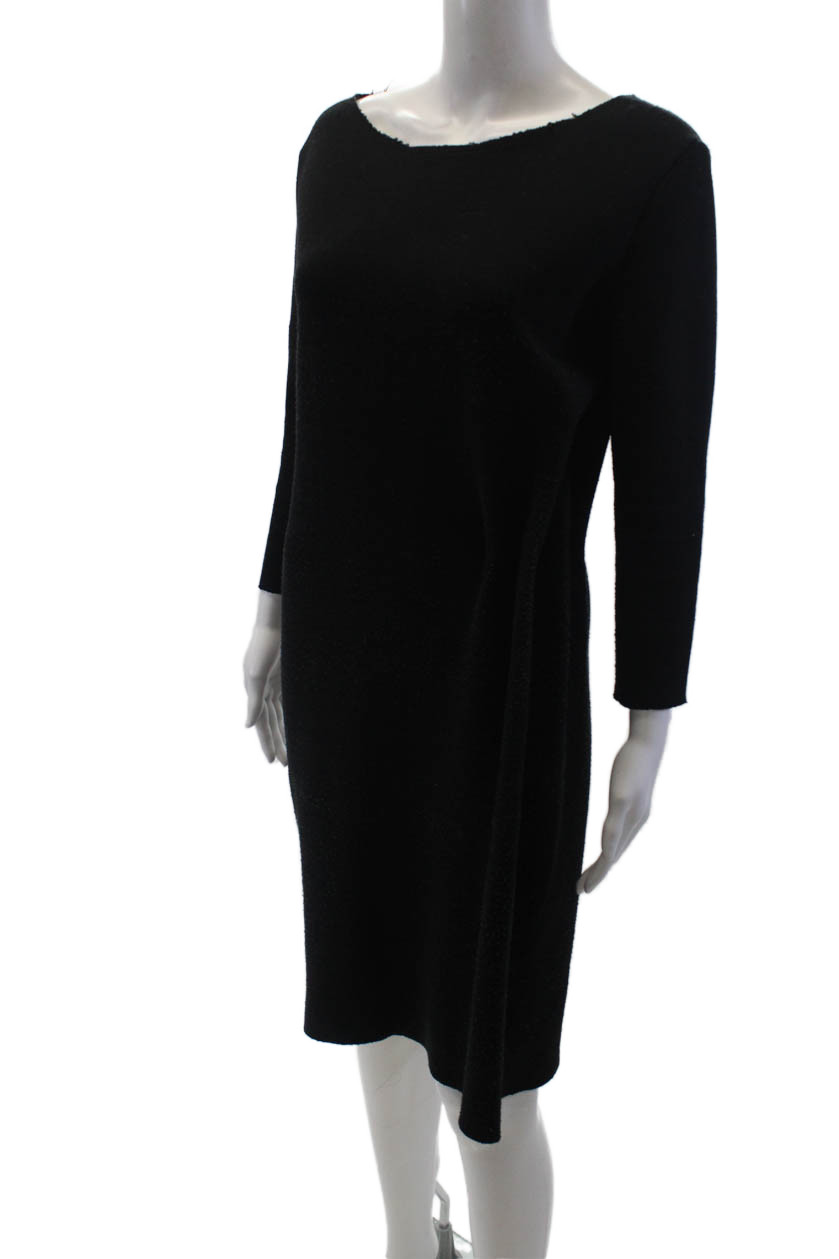 Lanvin Womens Long Sleeves Knee Length Sweater Dress Black Wool Size EUR 40