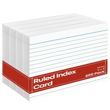 4 Pack, 100 PCS Each, Ruled Index Cards, 4x6 Inch, White, Lined Note Cards