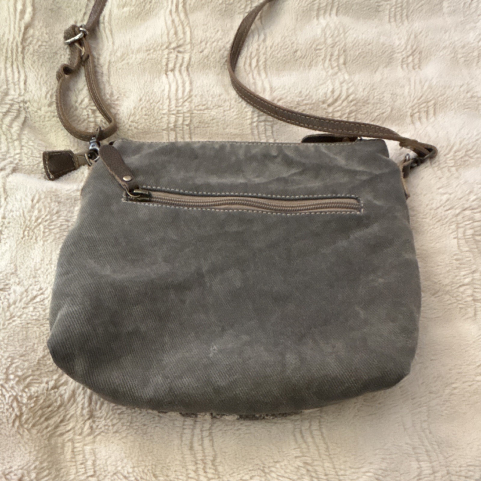Myra geometric patterned brown gray shoulder bag … - image 2