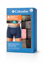 Columbia Men's Multi Performance Stretch Boxer Briefs 4 Pack, Large