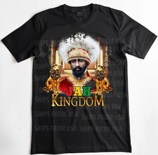 HAILE SELASSIE T SHIRT, MARLEY, JAH KINGDOM, GARVEY, LION, RASTAFARI, RASTA JAH