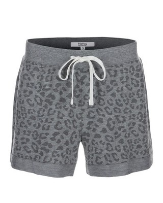 Women's Leopard Print Heathered Terry Lounge Shorts