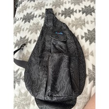 KAVU Black Topo Print Rope Crossbody Sling Ba...