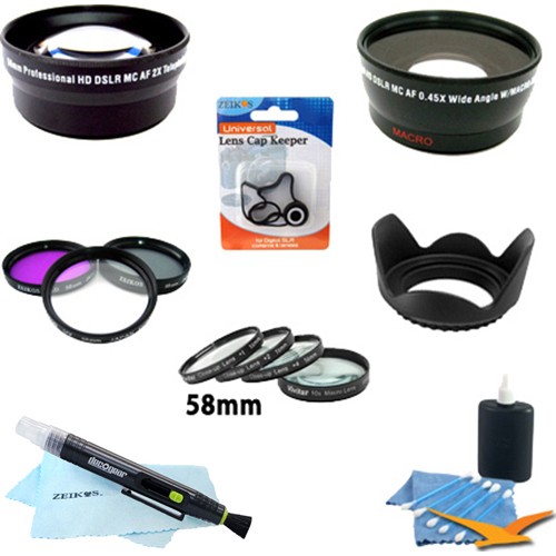 58 mm Lens & Filter Kit Wide Angle CANON Rebel T4i T3i T3 T2i T2 T1i EOS 7D 60D - Photo 1 sur 2