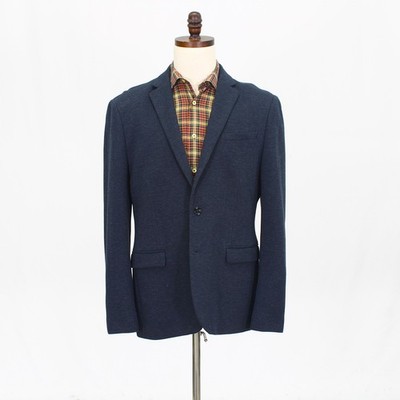 Express 42R Navy Sport Coat Blazer Jacket Solid 2-Button Cotton Blend