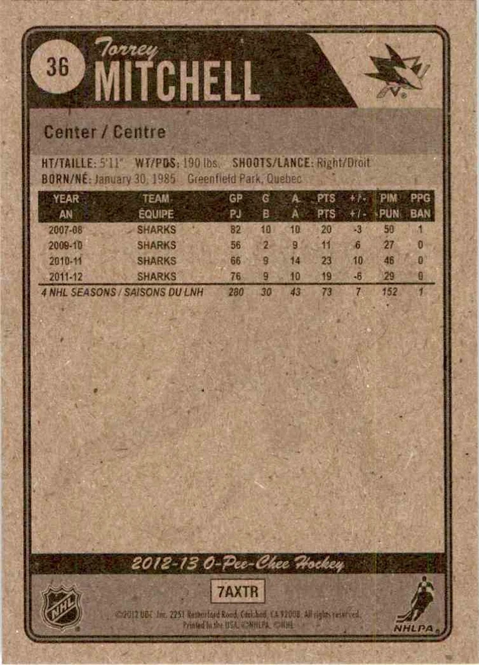 2012-13 O-Pee-Chee Torrey Mitchell #36 - Image 2 of 2