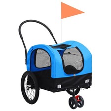 Rimorchio Bici per Animali Carrello Jogging Blu e Nero Trasportino Cani vidaXL