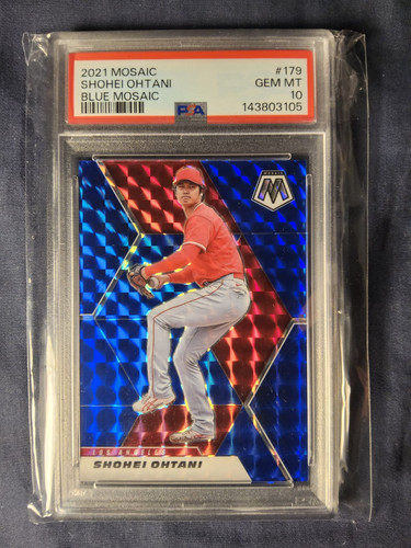 2021 PANINI MOSAIC BLUE MOSAIC SHOHEI OHTANI CARD #179 PSA 10 #'D 39/99 DODGERS