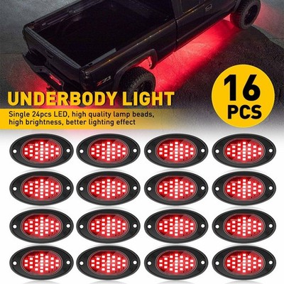 16X Red LED Rock Underbody Light Glow Neon Lamp Universal Fit Jeep Truck SUV P