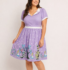 Torrid Disney Alice In Wonderland Dress Womens 18 Tea Party Skater Retro NEW
