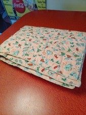 True VTG Mid-century 1950s 1960s Handmade Baby Blanket Bears Teepees Pink MCM