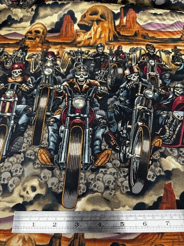 Riders On The Storm Alexander Henry Fabric Motorcycles Skulls Desert 5 Yards