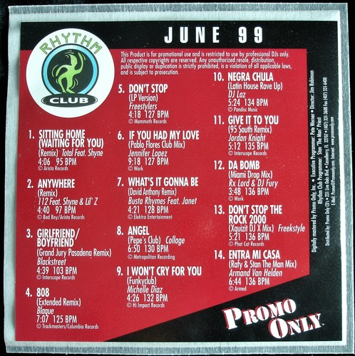 PROMO ONLY "RHYTHM CLUB JUNE 1999" DJ PROMO CD COMPILATION 14 TRACKS BUSTA *NEW* - Picture 2 of 4