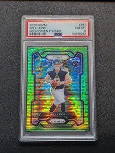 2023 Panini Prizm Will Levis Neon Green Pulsar Rookie #397 Titans PSA 8
