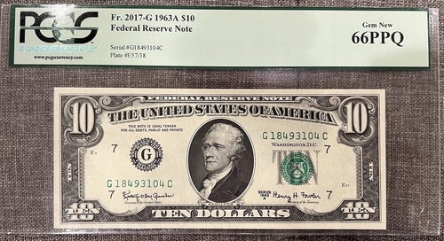1963A $10 TEN DOLLAR BILL PCGS 66PPQ GEM NEW FRN 7 CONSECUTIVE AVAILABLE CHICAGO - Picture 9 of 18